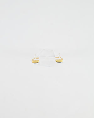 Chanel 25A Black and Brushed Gold CC Logo Small Square Earrings