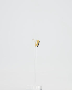 Chanel 25A Black and Brushed Gold CC Logo Small Square Earrings