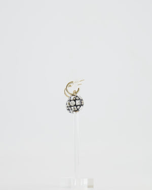 Chanel 24A Black and Crystal Embellished Ball Pendant Earrings