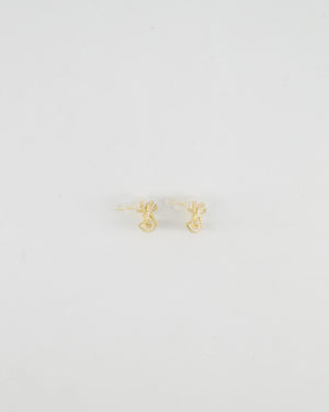 Chanel 21A Gold and Pearl Twisted Small CC Logo Earrings