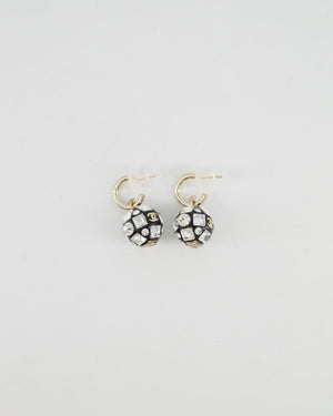 Chanel 24A Black and Crystal Embellished Ball Pendant Earrings