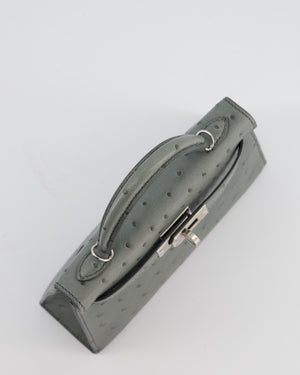 Hermès Mini Kelly II 20 Bag in Vert Amande Ostrich Leather with Palladium Hardware