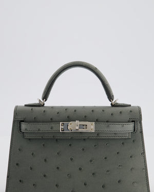 Hermès Mini Kelly II 20 Bag in Vert Amande Ostrich Leather with Palladium Hardware
