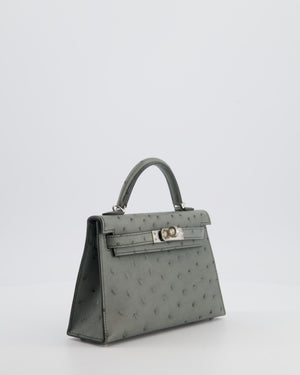 Hermès Mini Kelly II 20 Bag in Vert Amande Ostrich Leather with Palladium Hardware