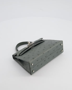 Hermès Mini Kelly II 20 Bag in Vert Amande Ostrich Leather with Palladium Hardware