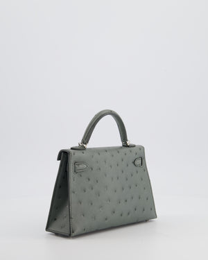 Hermès Mini Kelly II 20 Bag in Vert Amande Ostrich Leather with Palladium Hardware