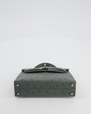 Hermès Mini Kelly II 20 Bag in Vert Amande Ostrich Leather with Palladium Hardware