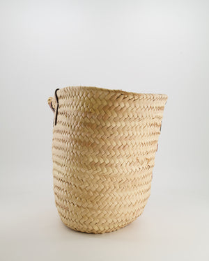 Celine Beige Raffia Tote Bag with Brown Leather Triomphe Logo