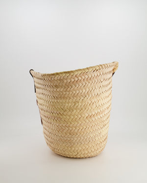 Celine Beige Raffia Tote Bag with Brown Leather Triomphe Logo