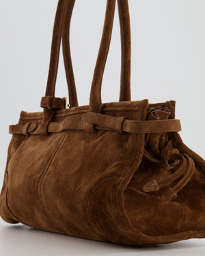 *HOT* Prada Cocoa Brown Suede Bonnie Medium Bag with Gold Hardware RRP £2,250