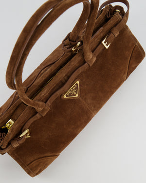 *HOT* Prada Cocoa Brown Suede Bonnie Medium Bag with Gold Hardware RRP £2,250