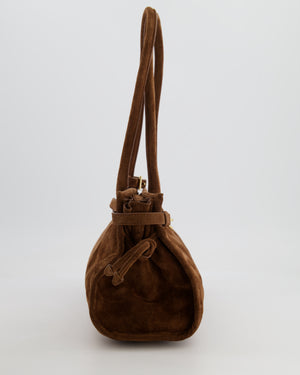 *HOT* Prada Cocoa Brown Suede Bonnie Medium Bag with Gold Hardware RRP £2,250