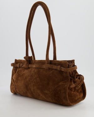 *HOT* Prada Cocoa Brown Suede Bonnie Medium Bag with Gold Hardware RRP £2,250