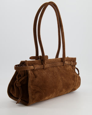 *HOT* Prada Cocoa Brown Suede Bonnie Medium Bag with Gold Hardware RRP £2,250