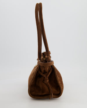 *HOT* Prada Cocoa Brown Suede Bonnie Medium Bag with Gold Hardware RRP £2,250