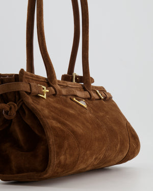 *HOT* Prada Cocoa Brown Suede Bonnie Medium Bag with Gold Hardware RRP £2,250