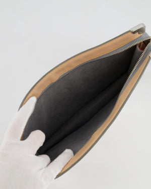Louis Vuitton FW/21 Silver Metallic Monogram Mirror Vinyl and Vachetta Leather Pouch Bag with Strap