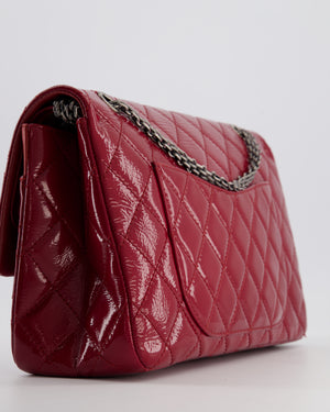 *FIRE PRICE* Chanel Red Reissue 2.55 Jumbo Double Flap Bag in Quilted Patent Leather with Ruthenium Hardware