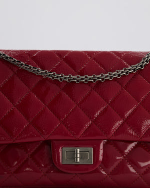 *FIRE PRICE* Chanel Red Reissue 2.55 Jumbo Double Flap Bag in Quilted Patent Leather with Ruthenium Hardware
