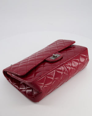 *FIRE PRICE* Chanel Red Reissue 2.55 Jumbo Double Flap Bag in Quilted Patent Leather with Ruthenium Hardware