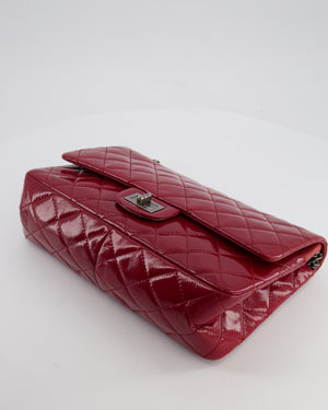 *FIRE PRICE* Chanel Red Reissue 2.55 Jumbo Double Flap Bag in Quilted Patent Leather with Ruthenium Hardware