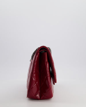 *FIRE PRICE* Chanel Red Reissue 2.55 Jumbo Double Flap Bag in Quilted Patent Leather with Ruthenium Hardware