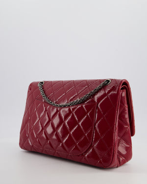 *FIRE PRICE* Chanel Red Reissue 2.55 Jumbo Double Flap Bag in Quilted Patent Leather with Ruthenium Hardware