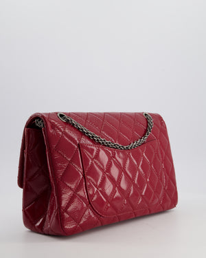 *FIRE PRICE* Chanel Red Reissue 2.55 Jumbo Double Flap Bag in Quilted Patent Leather with Ruthenium Hardware