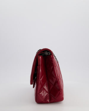 *FIRE PRICE* Chanel Red Reissue 2.55 Jumbo Double Flap Bag in Quilted Patent Leather with Ruthenium Hardware