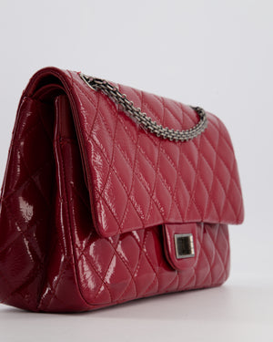 *FIRE PRICE* Chanel Red Reissue 2.55 Jumbo Double Flap Bag in Quilted Patent Leather with Ruthenium Hardware