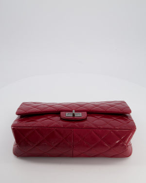 *FIRE PRICE* Chanel Red Reissue 2.55 Jumbo Double Flap Bag in Quilted Patent Leather with Ruthenium Hardware