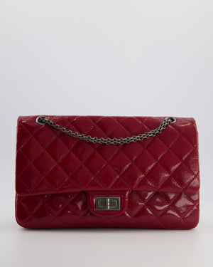 *FIRE PRICE* Chanel Red Reissue 2.55 Jumbo Double Flap Bag in Quilted Patent Leather with Ruthenium Hardware