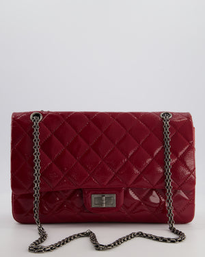 *FIRE PRICE* Chanel Red Reissue 2.55 Jumbo Double Flap Bag in Quilted Patent Leather with Ruthenium Hardware