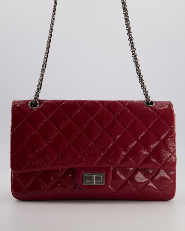 *FIRE PRICE* Chanel Red Reissue 2.55 Jumbo Double Flap Bag in Quilted Patent Leather with Ruthenium Hardware
