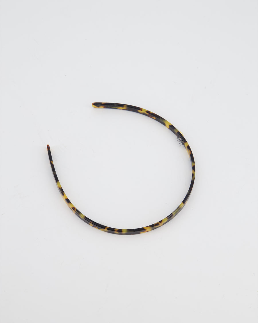 Balmain Brown Tortoise Shell Hair Couture Acetate Headband with Logo Detail