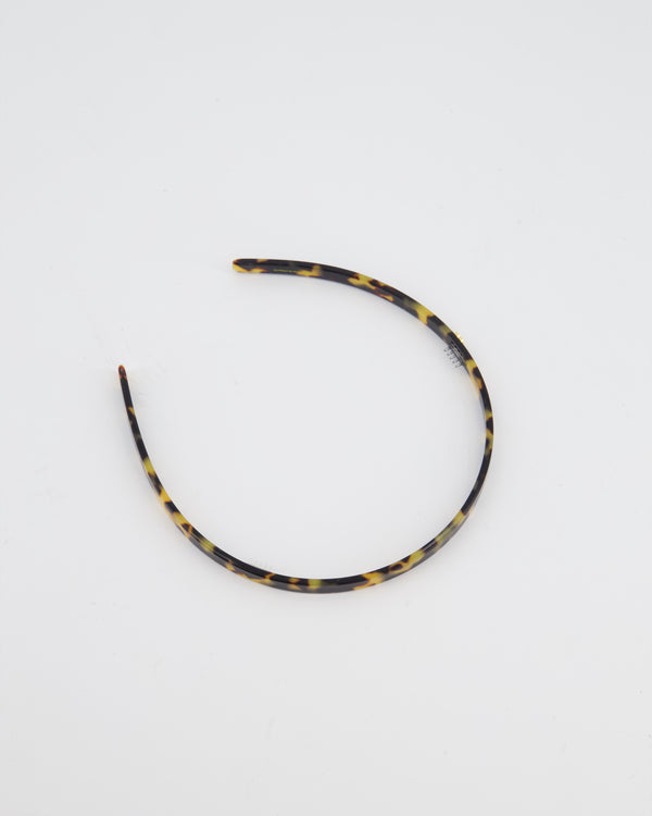 Balmain Brown Tortoise Shell Hair Couture Acetate Headband with Logo Detail