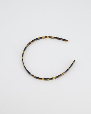 Balmain Brown Tortoise Shell Hair Couture Acetate Headband with Logo Detail