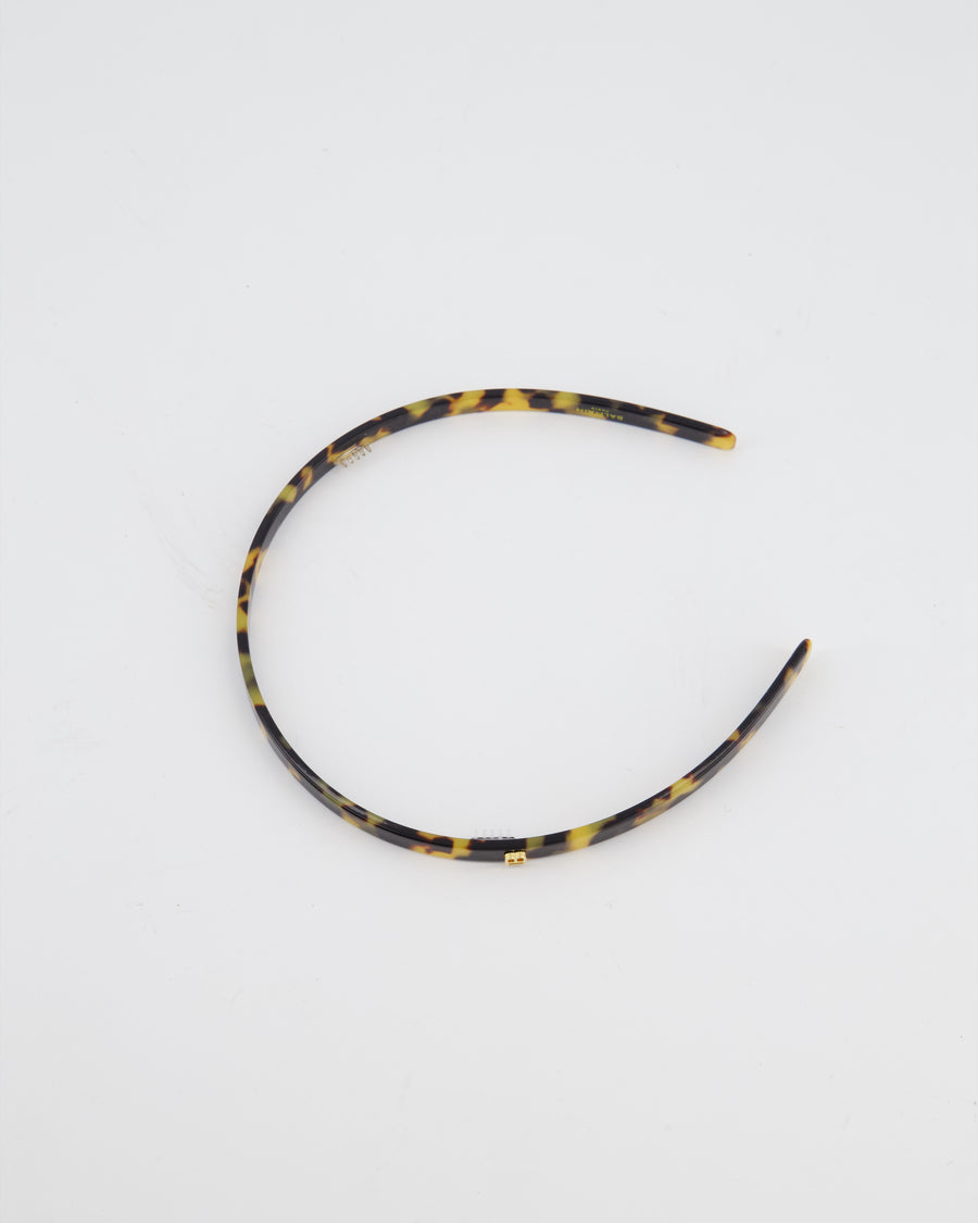 Balmain Brown Tortoise Shell Hair Couture Acetate Headband with Logo Detail