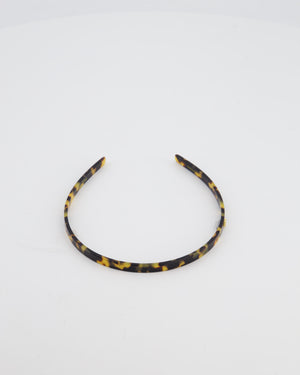 Balmain Brown Tortoise Shell Hair Couture Acetate Headband with Logo Detail
