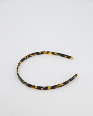 Balmain Brown Tortoise Shell Hair Couture Acetate Headband with Logo Detail