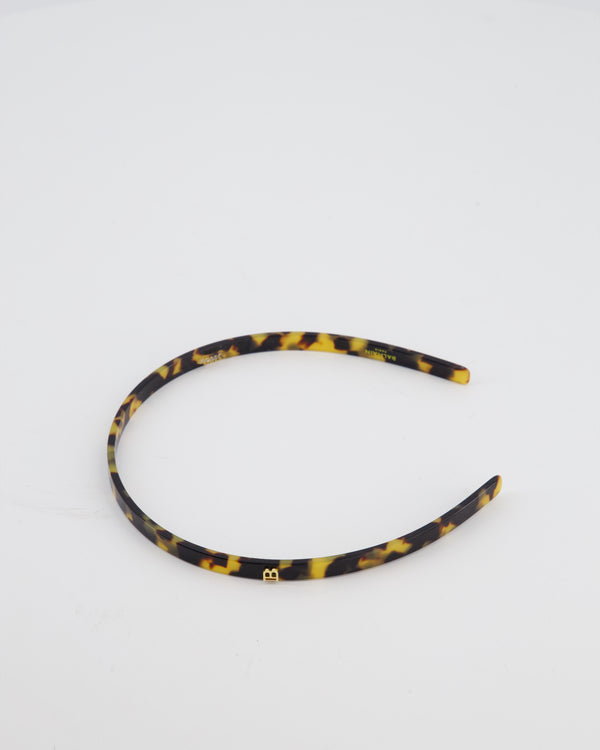 Balmain Brown Tortoise Shell Hair Couture Acetate Headband with Logo Detail