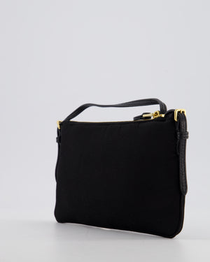 Miu Miu Black Silk Beaded Embroidered Shoulder Bag with Gold Hardware