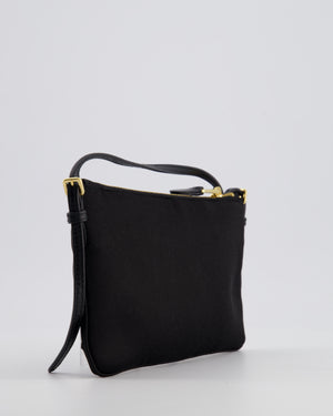 Miu Miu Black Silk Beaded Embroidered Shoulder Bag with Gold Hardware