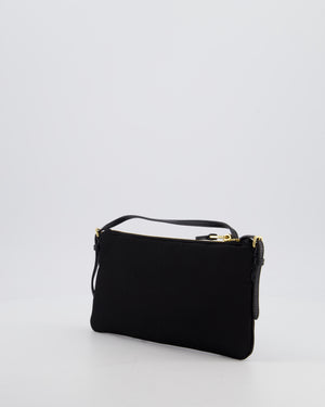 Miu Miu Black Silk Beaded Embroidered Shoulder Bag with Gold Hardware