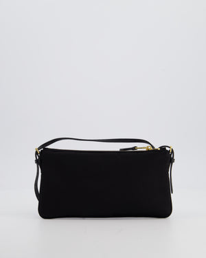 Miu Miu Black Silk Beaded Embroidered Shoulder Bag with Gold Hardware