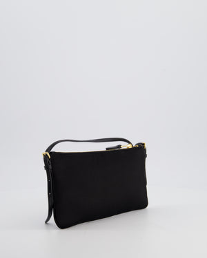 Miu Miu Black Silk Beaded Embroidered Shoulder Bag with Gold Hardware