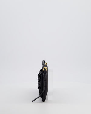 Miu Miu Black Silk Beaded Embroidered Shoulder Bag with Gold Hardware