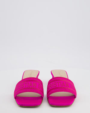 Christian Dior Pink Satin Dioriviera Embroidered Dway Slide Sandal Heels Size EU 38.5