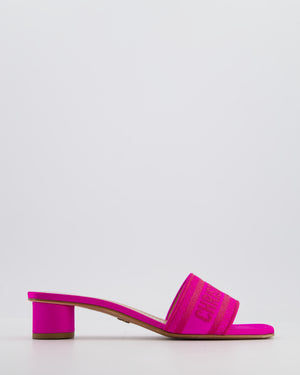 Christian Dior Pink Satin Dioriviera Embroidered Dway Slide Sandal Heels Size EU 38.5