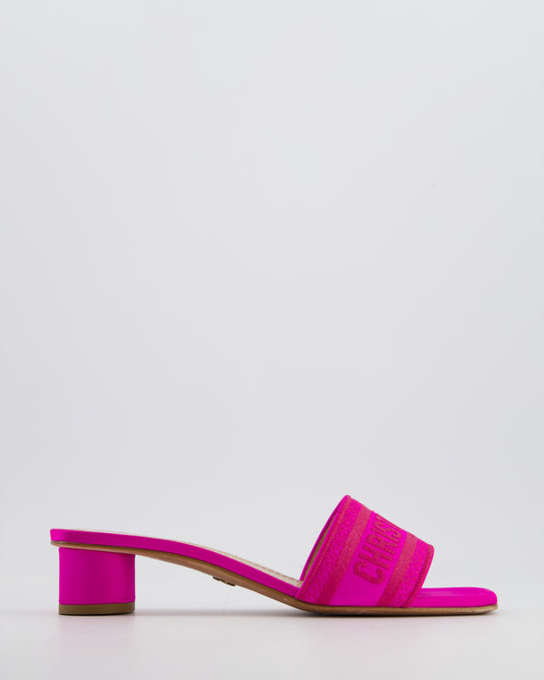 Christian Dior Pink Satin Dioriviera Embroidered Dway Slide Sandal Heels Size EU 38.5
